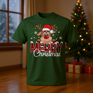 Merry Christmas <b>Reindeer</b> T-Shirt <b>Xmas</b> Holiday Design Family Matching Shirt - Product Image 3