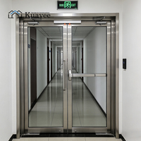 Porte coulissante intérieure en aluminium et verre KUAVEE pour bureaux et bâtiments commerciaux, avec accessoires en aluminium et fonction anti-feu