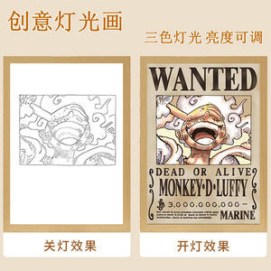 Dipinto Luminoso Anime <span class=keywords><strong>One</strong></span> <span class=keywords><strong>Piece</strong></span> per Decorazione Camera da Letto, Comodino, Mobile TV, Regalo per Coppie, Dipinto Creativo Luminoso - Product Image 2