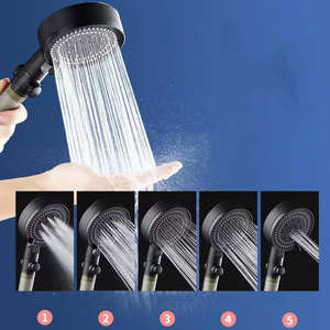 หัวฝักบัวแบบมือถือ 5 โหมด พร้อมปุ่มหยุดน้ำ หัวฝักบัวกรองน้ำแบบไอออนิก ขายส่ง - Product Image 6