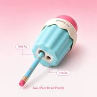 Taille-crayon et Gomme Double Trou en Forme de Macaron, Couleurs Vives, Mignon Kawaii, Dessin Animé, Cadeau Scolaire pour Enfants, Logo Personnalisé, OEM, Vente en Gros, En Vrac