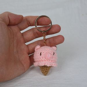 Portachiavi Artigianale Personalizzato all'Uncinetto a Forma di Animale Cartone Animato Gelato 3D (Maiale, Rana, Agnello, Cono) - Ciondolo Carino per Borsa, Cappello, Accessorio Fai da Te - Product Image 2