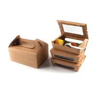 Récipient alimentaire en papier kraft biodégradable avec fenêtre Boîte à emporter jetable pour emballage de boulangerie salade barbecue