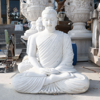 Décoration de temple BLVE, sculpture de Bouddha en pierre naturelle taille réelle sculptée à la main, statue de Bouddha en marbre gris pour jardin