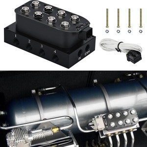 Collecteur de soupapes solénoïdes de suspension pneumatique universel pour voiture, 4 voies, avec faisceau de câblage pour mise à niveau et rétrofit - Product Image 1