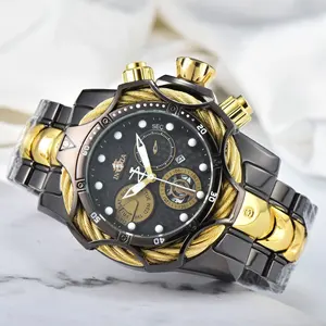 Nouvelle montre transfrontalière pour le commerce extérieur, montre sport pour homme Invic à engrenage creux, bracelet en acier inoxydable, grand cadran, étanche - Product Image 1