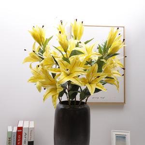 5-Head 3D Film Lily Artificial Flower High Simulation Plastic Home Decor Wedding Use - Product Image 1