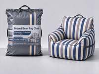 Fauteuil pouf moderne en tissu rayé, imperméable et résistant aux UV, pour intérieur et extérieur, confortable, pour une personne
