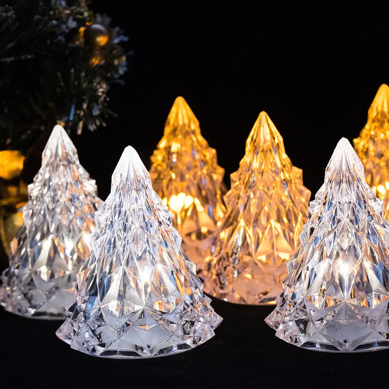 Goedkope Kerstboom Licht Led Kaarsen Plastic Crystal Kerstboom Kaars Licht Up Vintage Kerst Decoratie Voor Thuis Deco