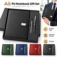 Ensemble cadeau de bloc-notes en cuir PU A5 avec logo personnalisé et stylo, coffret cadeau d'entreprise, recharge incluse, vente en gros OEM