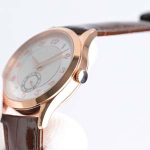 Reloj 5196 con Diseño de Anillo Plateado Simple, Esfera Dorada Rosa, Correa de Piel de Cocodrilo, Sistema de Segundero Independiente - Product Image 3