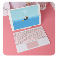 Keyboard nirkabel mini claier sans fil merah zerty tablette numerique pour adulte claier 10 inci dengan touchpad
