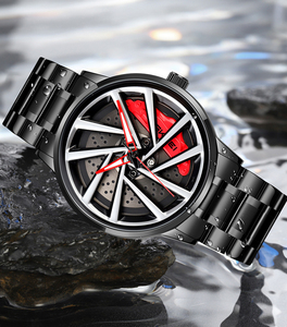 Sporty wheel dial elegant mens watch customization Unique hollow rotating design with bold black <b>red</b> Promotion - Product Image 1