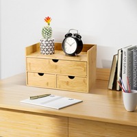Organisateur de tiroir de bureau en bambou avec 3 tiroirs, boîte de rangement de table, organisateur de tiroir de bureau pour la maison et le bureau