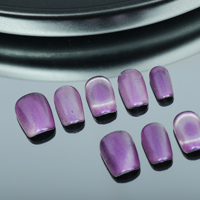 Uñas artificiales de ojo de gato de Halo púrpura reutilizables de alta calidad hechas a mano para dedos-Venta al por mayor de fábrica