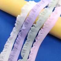 Bande élastique en nylon ajouré, tissage simple, pour vêtements, coiffure, DIY, fait main, teignable, toutes les couleurs macaron, 3707/1.5