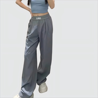 Pantalon de sport taille haute ample et polyvalent pour femme, grande taille, en dentelle recyclable, séchage rapide, respirant, couleur unie, décontracté, coupe large