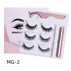 Wholesale Customized Magnetic suction false eyelashes natural comfortable 3D adhesive free eyelash magnet set