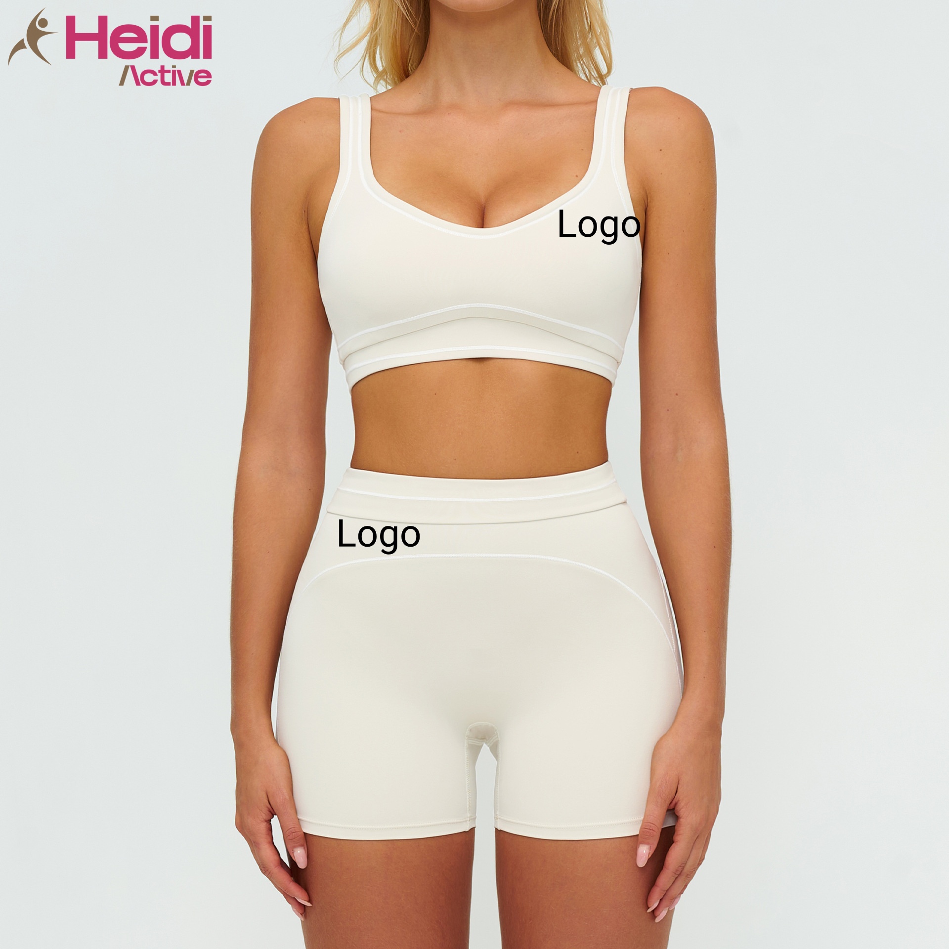 Workout Clothes Breathable Ultra Soft Shockproof U-Back Sports Bras High Waist Side Stripe Scrunch Butt Shorts Casual Yoga Sets