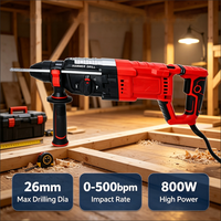 Marteau perforateur rotatif électrique professionnel industriel 1200W DC-JL2801 avec moteur à balais, poignée ergonomique en L et sac de transport sécurisé pour le bricolage