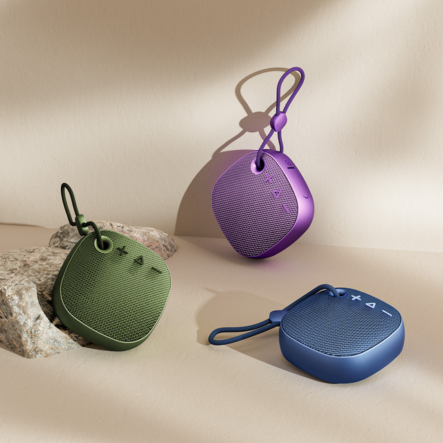 Waterproof and Dustproof Big Audio and Punchy Bass Portable Mini Wireless Blue Speaker With Lanyard
