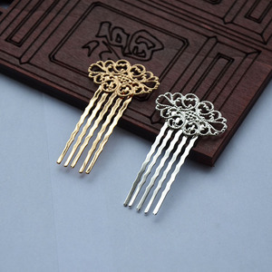 Épingle à cheveux en cuivre pur 31x58mm, style antique, peigne à cheveux fait main, plaqué or et argent, accessoire de mariage DIY - Product Image 4