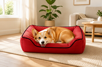 Canapé-lit pour chien rectangulaire confortable en tissu Oxford amovible et lavable toute saison, avec dossier, imperméable, durable et confortable