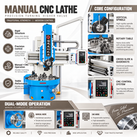 Tour vertical à colonne unique CNC avec table rotative, mors de serrage, machine de découpe de métaux, tour CNC manuel