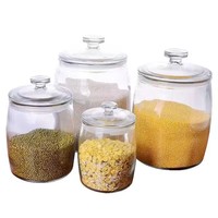 Grand pot de conservation en verre transparent simple vide de 1L 2L 3L 5L 8L, pots de conservation alimentaire, contenants de cuisine avec couvercles pour céréales