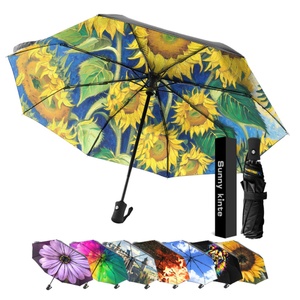 Outdoor 190T Pongee Custom Logo Business Gifts Modern Straight Promotional Travel Dual-folding <b>Windproof</b> Rain Automatic <b>Umbrella</b> - Product Image 6