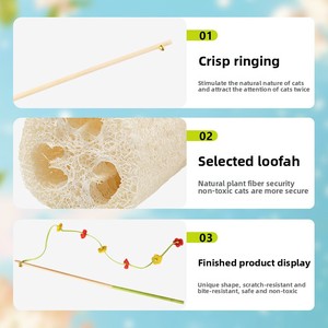 Jouet pour chat en loofah, longue tige avec clochette, résistant aux griffures et aux morsures, jouet interactif pour petit chat - Product Image 4