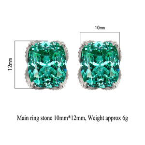 High Quality Jewelry Eco-friendly Copper 10*12MM Cubic Zirconia Green Stone Flower Petal <b>Earrings</b> for Delicate Feminine Charm - Product Image 2