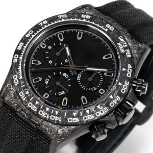 Montre de sport de luxe en fibre de carbone noire pure, cadran à aiguilles, bracelet 20 mm – Multifonctionnelle, inspirée des pilotes de course - Product Image 3