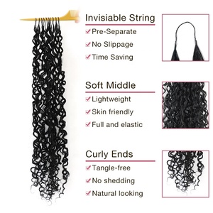 Extensiones <span class=keywords><strong>de</strong></span> Cabello Sintético Gladys, <span class=keywords><strong>Trenzas</strong></span> Rizadas Invisibles, <span class=keywords><strong>Dos</strong></span> Mechones Conectados - Product Image 4