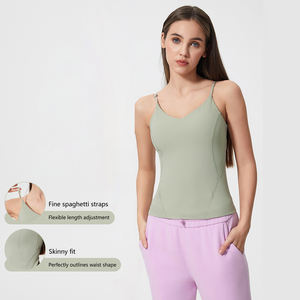 เสื้อกล้ามทรงวีสำหรับผู้หญิง สไตล์เสื้อกล้ามฤดูร้อน สายปรับได้ แผ่นรองถอดออกได้ ระบายอากาศดี เหมาะสำหรับเล่นกีฬา โยคะ เทนนิส - Product Image 5