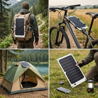 Panneau solaire flexible 10W, chargeur solaire USB portable pour sac à dos, randonnée, vélo, camping, tente, petite lampe extérieure, support personnalisé