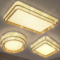 Plafonnier LED de luxe en cristal, design contemporain en acier inoxydable, pour salon, chambre, maison, hôtel, salle de banquet