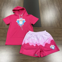 Hoodie personnalisé pour homme à manches courtes, style streetwear, basketball, coupe oversize, avec détails en maille, pull-over, motif graffiti, coupe boxy, hoodie personnalisé