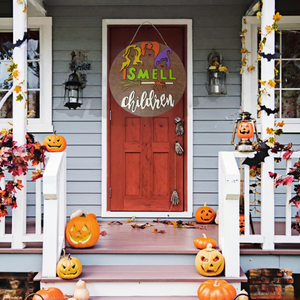 Letrero Moderno de Bruja para Puerta Principal para Halloween, Pascua y Bodas, Corona de Madera Artesanal Creativa, Adorno Colgante para la Temporada de Terror - Product Image 1
