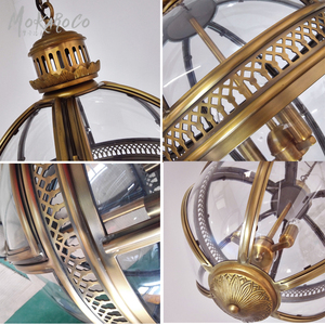 Lampadari a Sospensione Rotondi in Vetro Bronzo Giallo Stile Retrò Moderno per Ristoranti, Hotel e Lobby - Product Image 3