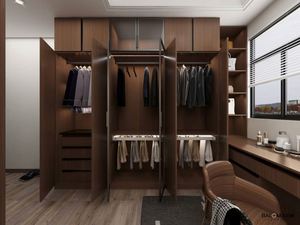 Armoire murale de chambre à coucher en bois de noyer noir de style rétro minimaliste avec grande capacité - Product Image 5