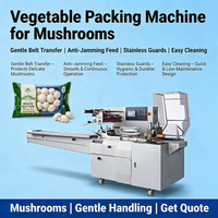 Machine d'emballage de légumes pour champignons avec convoyeur à bande douce anti-blocage et protections en acier inoxydable pour un nettoyage facile