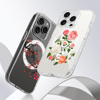 Korea Girly Luxury Phone Cover pour iPhone 17 Personnalisable PC Design Personnalisé Clear Magnetic Flower Butterfly Charm for Women