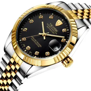 Tevise 629 Watches Gold Black Diamond Calendar Business Man Watch Wrists Luxury Watch