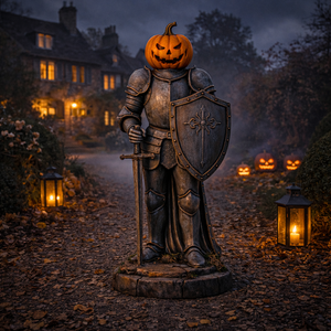 Statue de Jardin en Résine WeiVista : Citrouille Chevalier d'Halloween – Décoration Extérieure Personnalisée en Gros - Product Image 1
