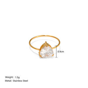 Anillos Resistentes al Deslustre e Impermeables de Buena Calidad, Anillo de Acero Inoxidable 316L Chapado en Oro PVD de 14k y 18k con Zirconia, Anillo de Compromiso para Mujer - Product Image 6