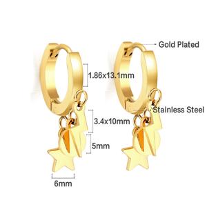 Boucles d'oreilles tendance en acier inoxydable Ason Jewellery, cercle avec étoile + rond + éclair pour femmes - Product Image 2