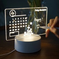 Veilleuse LED rectangulaire personnalisée pour le bricolage Tableau d'affichage USB Vierge Acrylique Écriture sur socle en bois effaçable à sec pour le salon