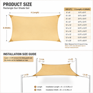 Voile d'<span class=keywords><strong>ombrage</strong></span> imperméable 100 % HDPE vierge avec 95 % de protection UV, <span class=keywords><strong>toile</strong></span> de protection solaire robuste <span class=keywords><strong>pour</strong></span> terrasse, jardin, cour arrière, <span class=keywords><strong>pergola</strong></span> - Product Image 5