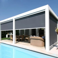 Persiana Enrollable Zipscreen Resistente para Pérgola, Motorizada, con Resorte, Manual, Doble Modo, Vertical, Impermeable, Resistente al Viento, Sistema para Exteriores